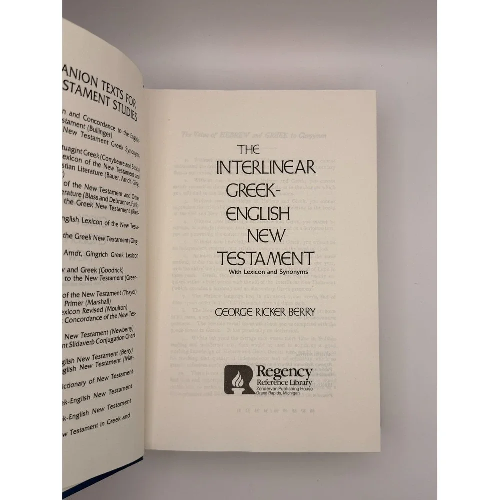 Interlinear Greek-English New Testament Berry Zondervan‎ Lexicon Study Bible